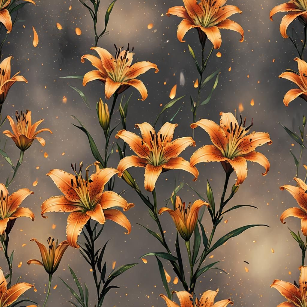 Gold-Edged Lilies in Fluid Alcohol Ink