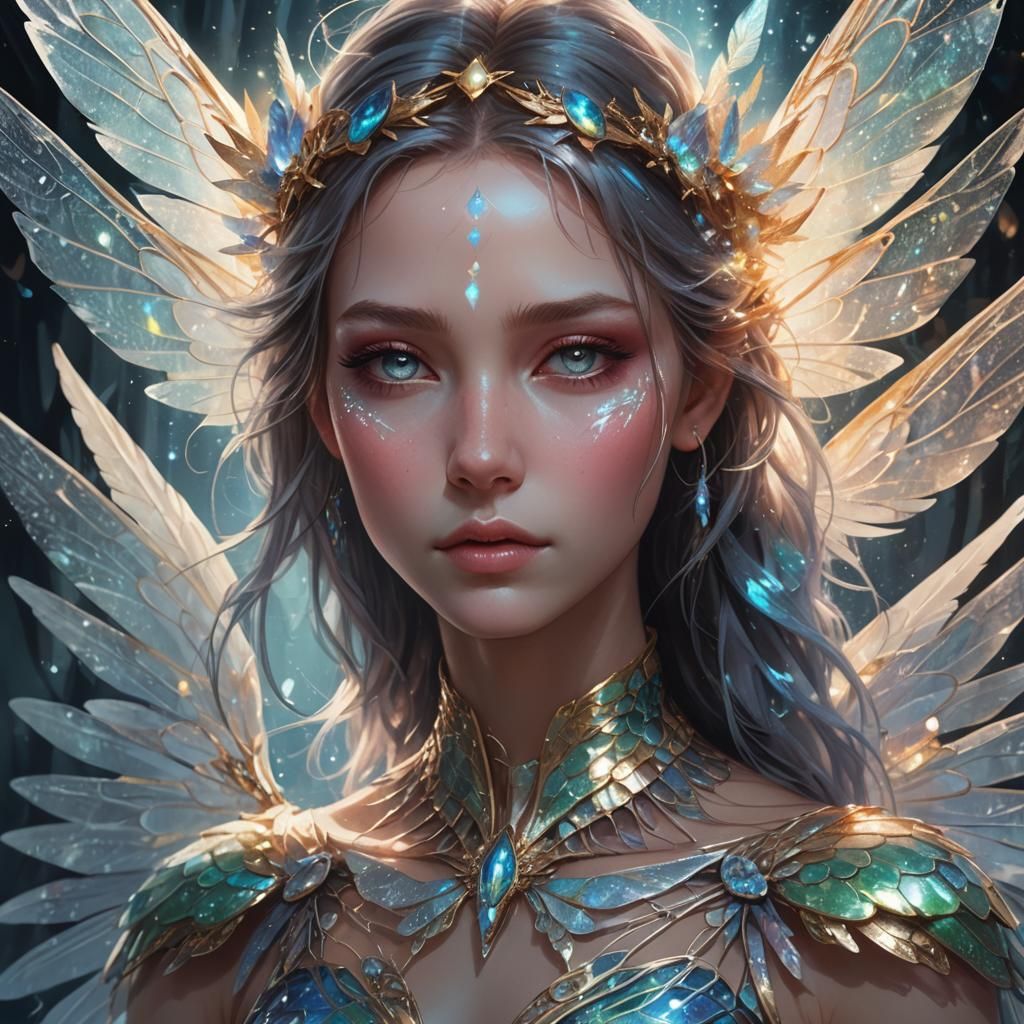 Ethereal Being Portrait with Crystalline Skin