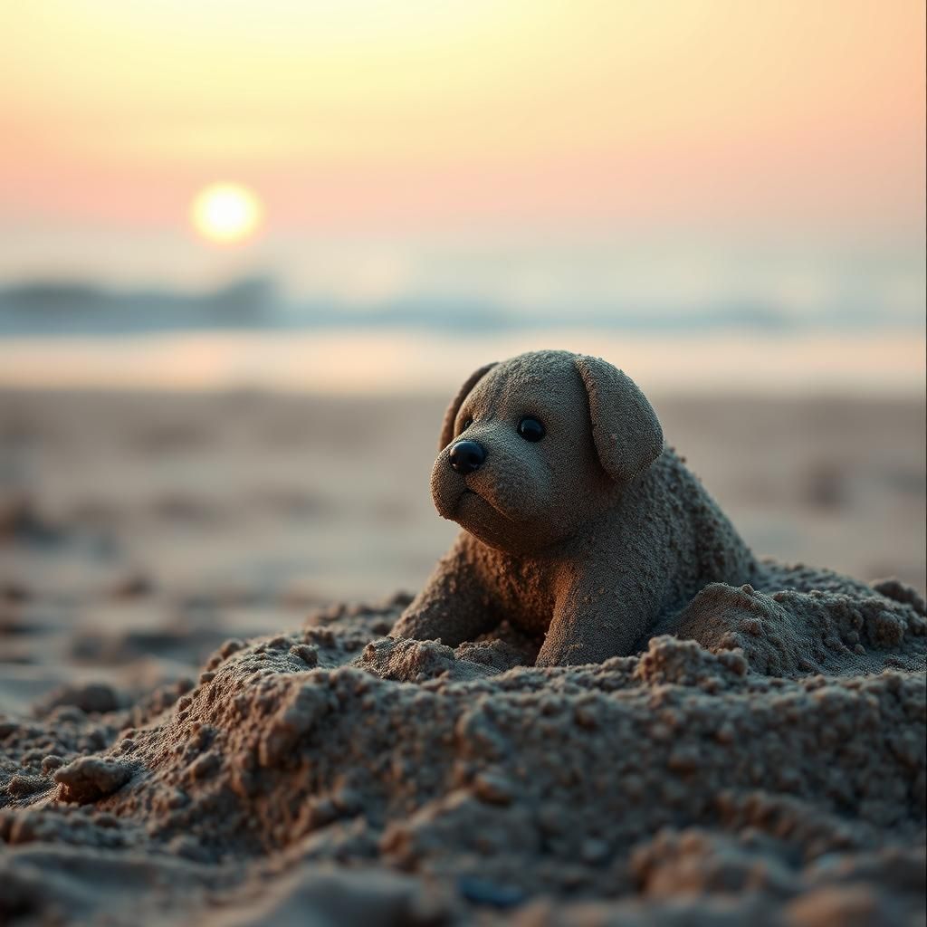 Puppy sandcastle
