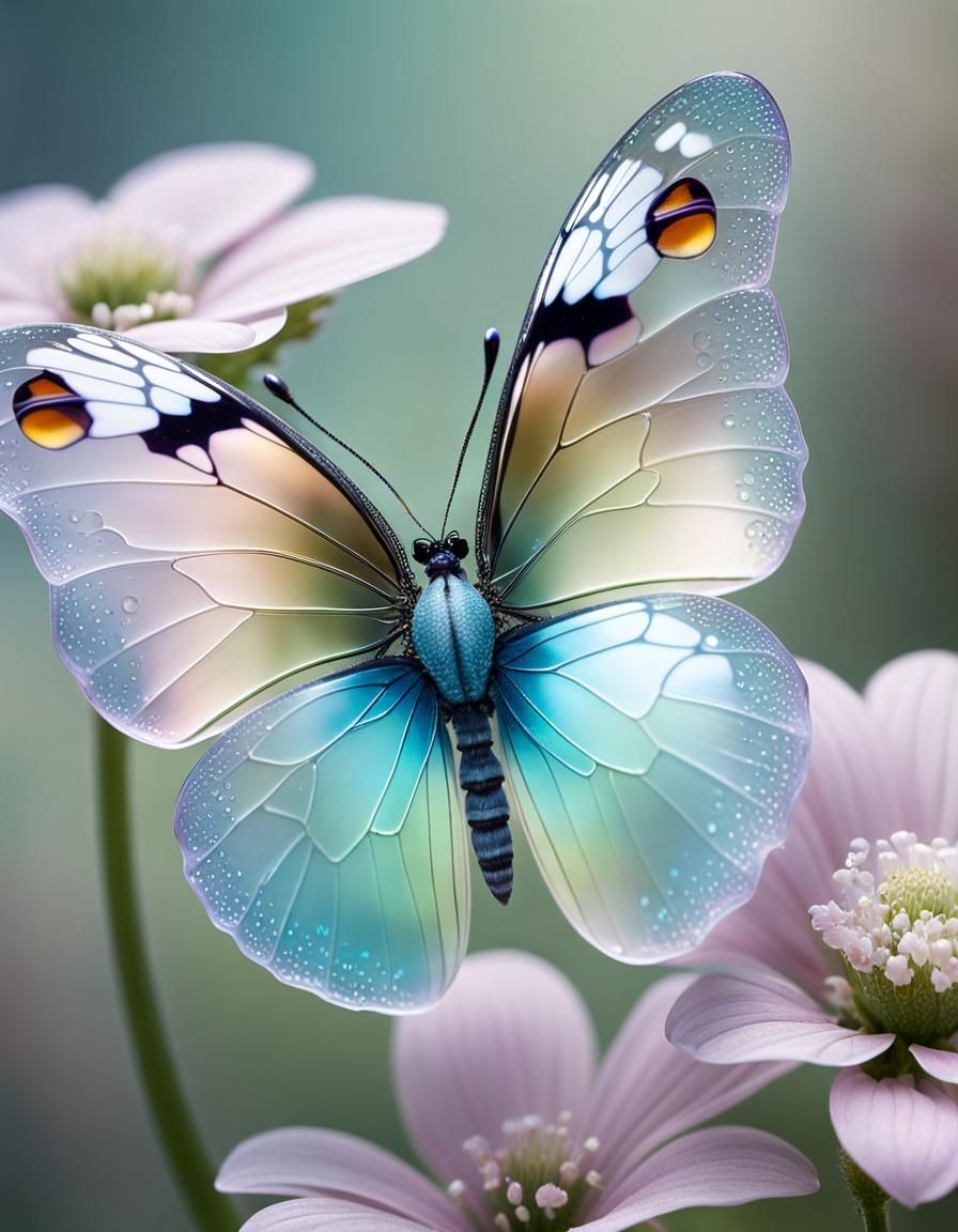 Holographic Glass Butterfly in Mab Graves Style