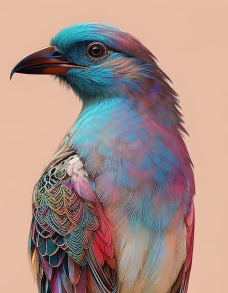 Exotic Bird Portrait with Luminous Aura, Digital Art