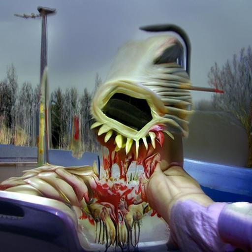 Horrifying Cosmic Horror Monster with Bleeding Eyes