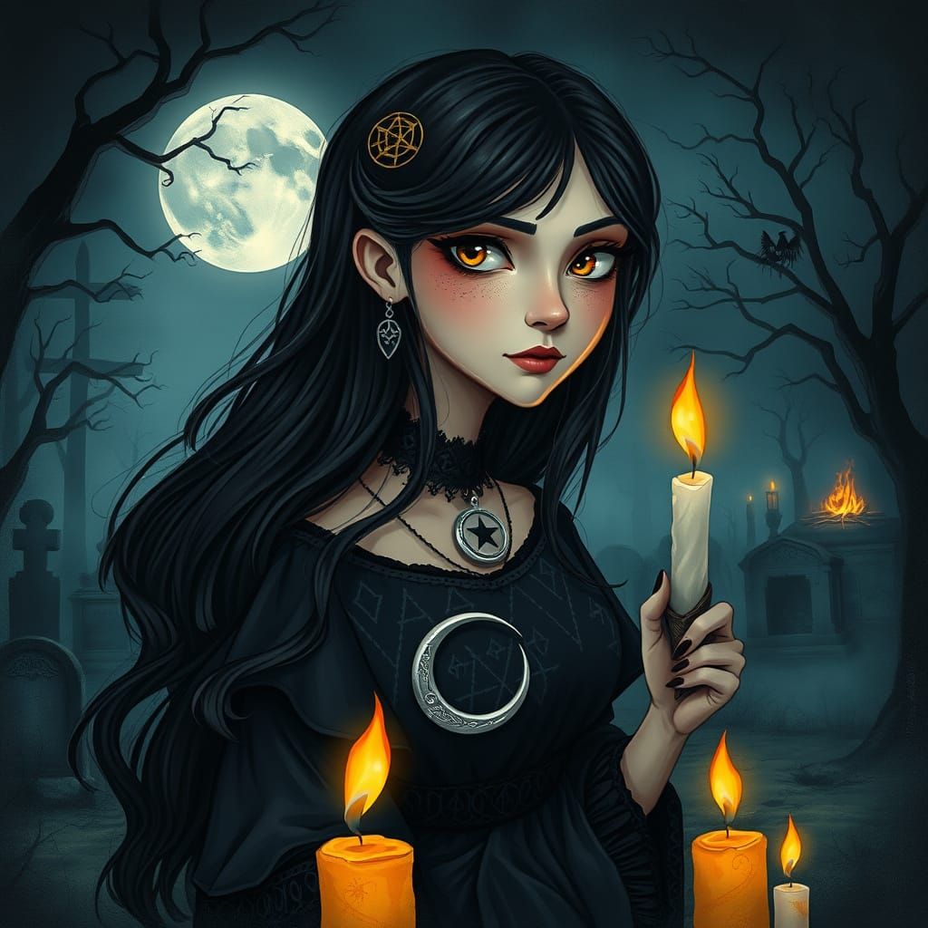 Enchanting Portrait of Sereena in Mystical Graveyard Setting