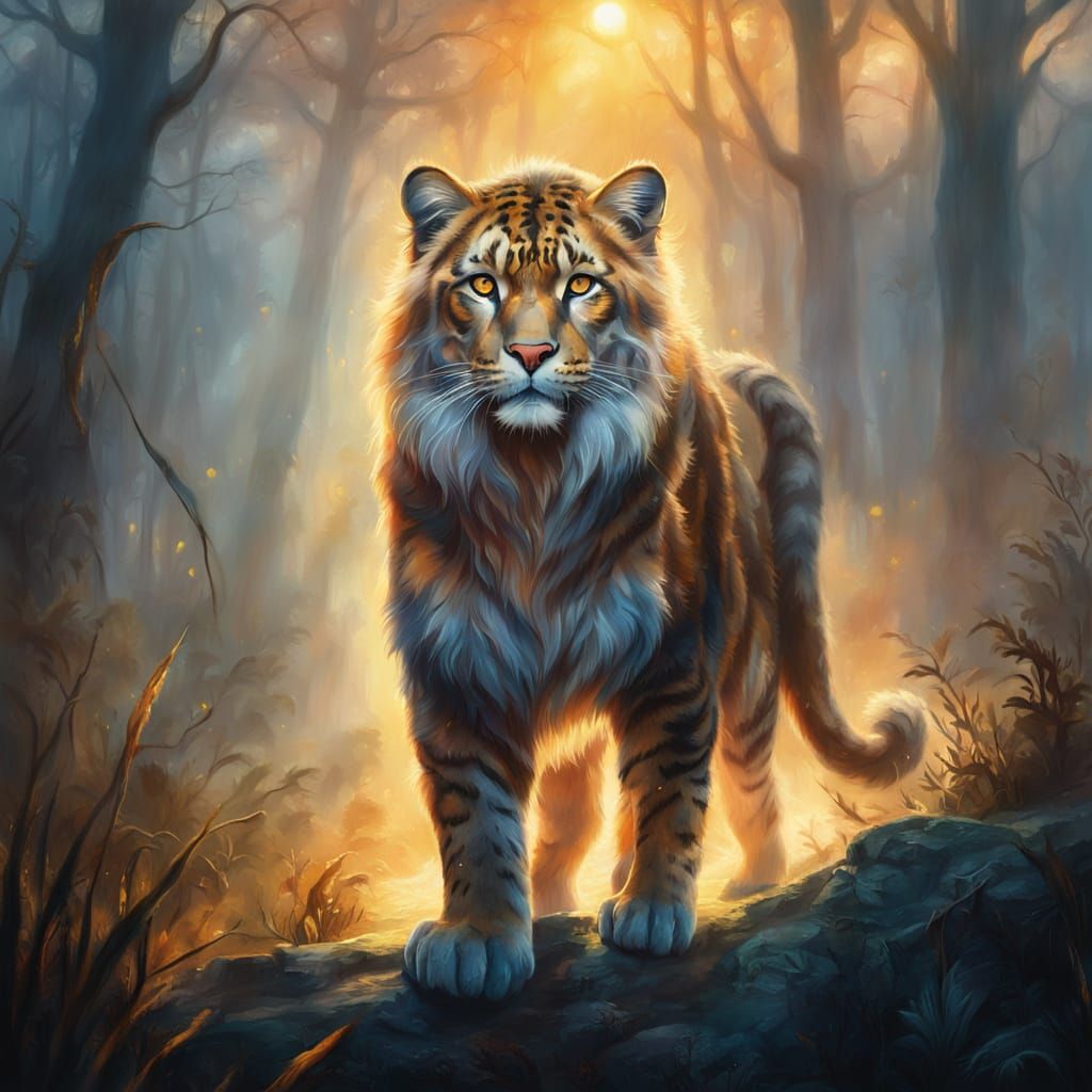 Majestic Big Cat Emerges from Misty Forest