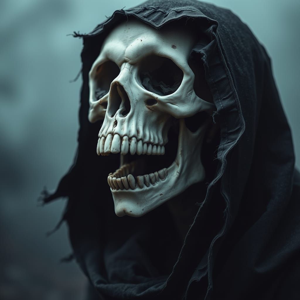 Ethereal Skeletal Portrait in Dark, Moody Style