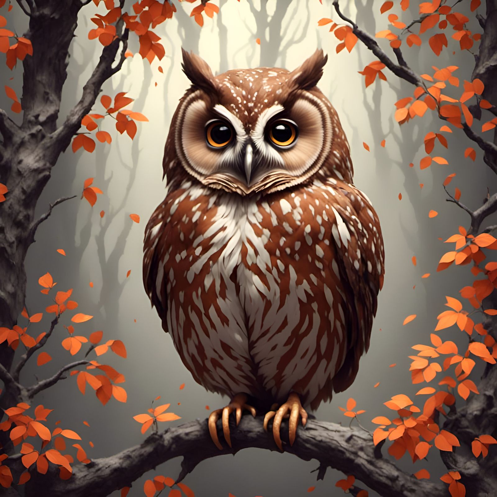 Adorable Brown Owl Portrait in 3D Animation