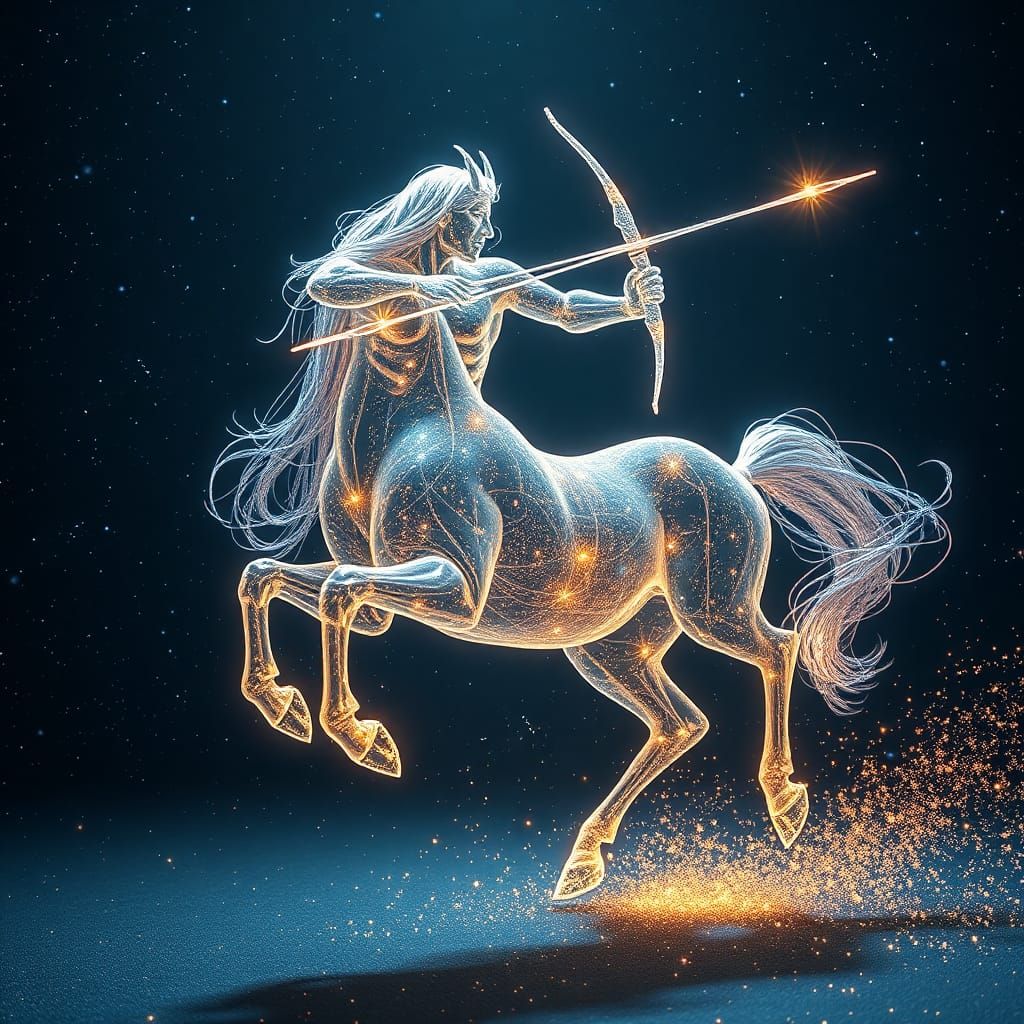 Ethereal Centaur Galloping Through Starry Galaxy