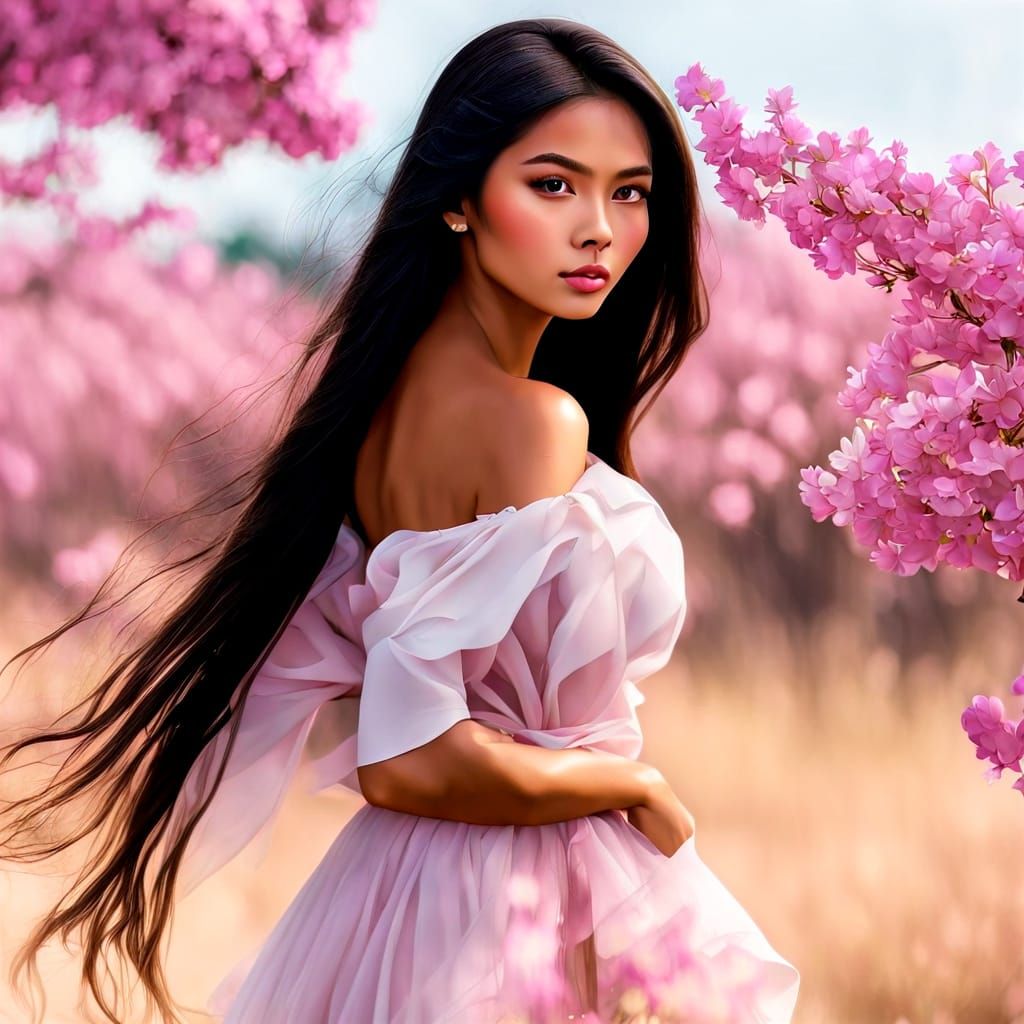 Beautiful Southeast Asian Woman in Nature