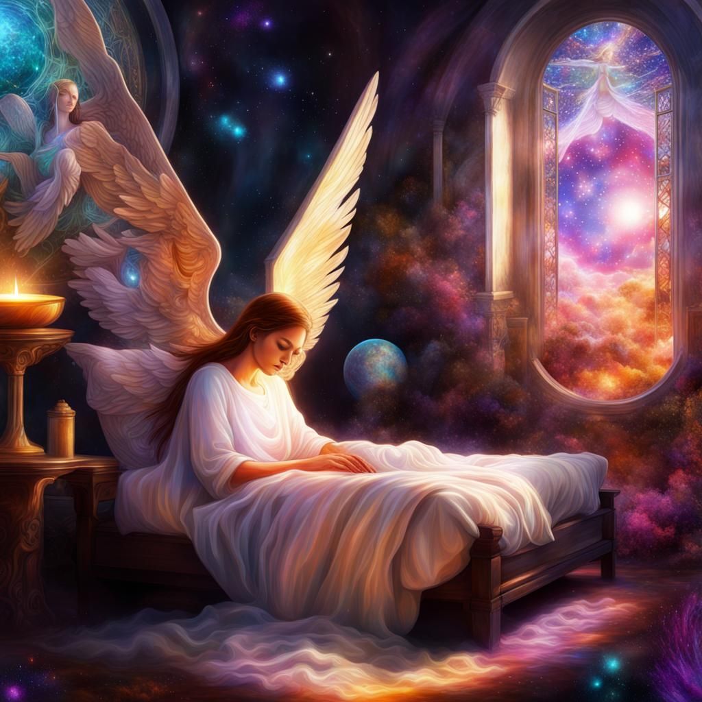 Angelic Assistance for Restful Sleep: Astral Cosmic Art