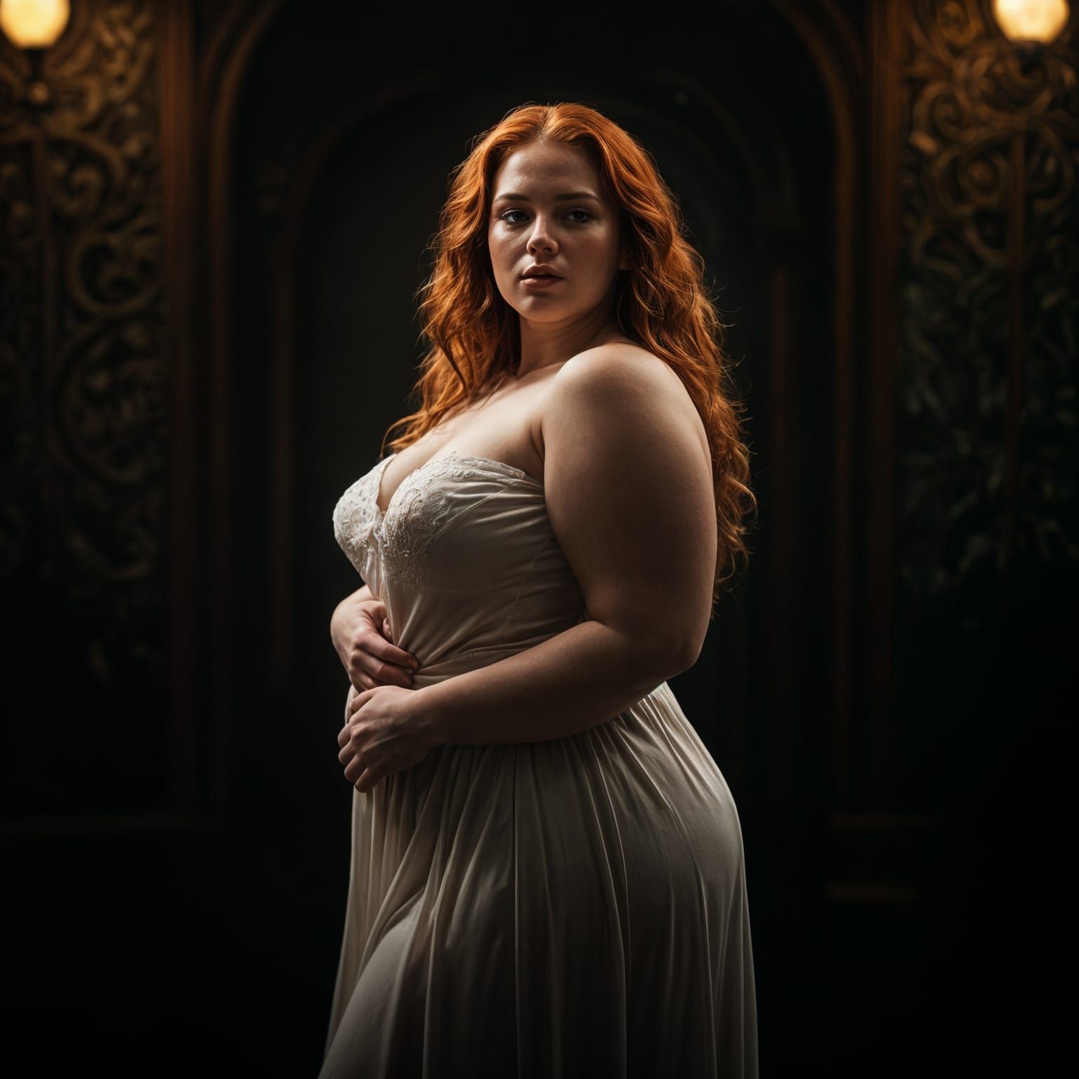 Sensual Redhead with Intricate Details in Photorealism