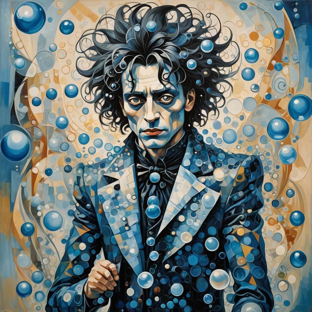 Surreal Cubist Masterpiece of Edward Scissorhands in Iridesc...