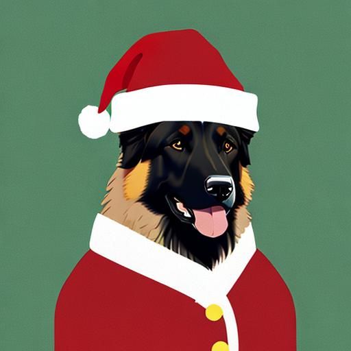 German Shepherd Dog in Santa Hat: Vector Art