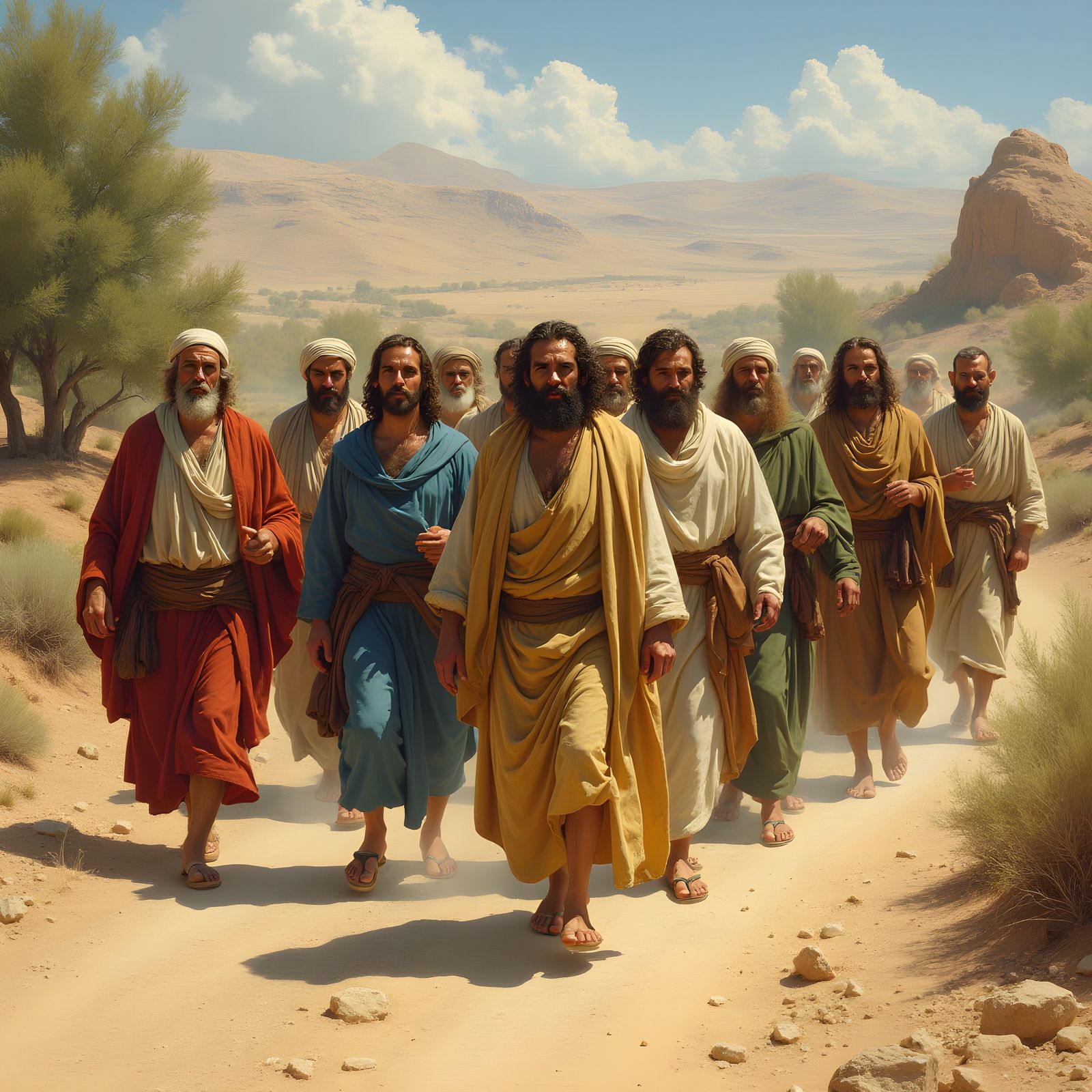 The Twelve Disciples Walking in Ancient Israel