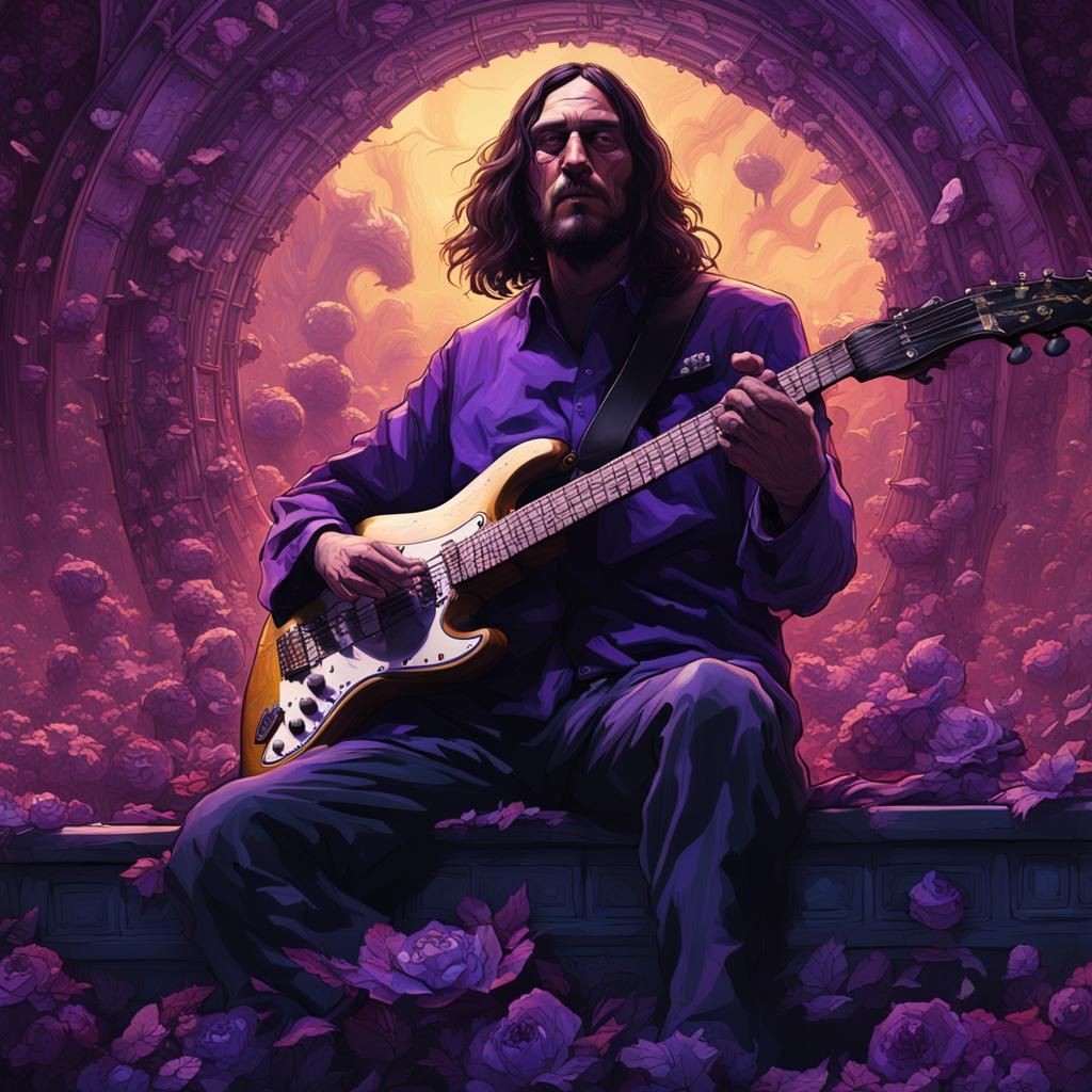 Musician Plays Slug Guitar in Dark Fantasy Art