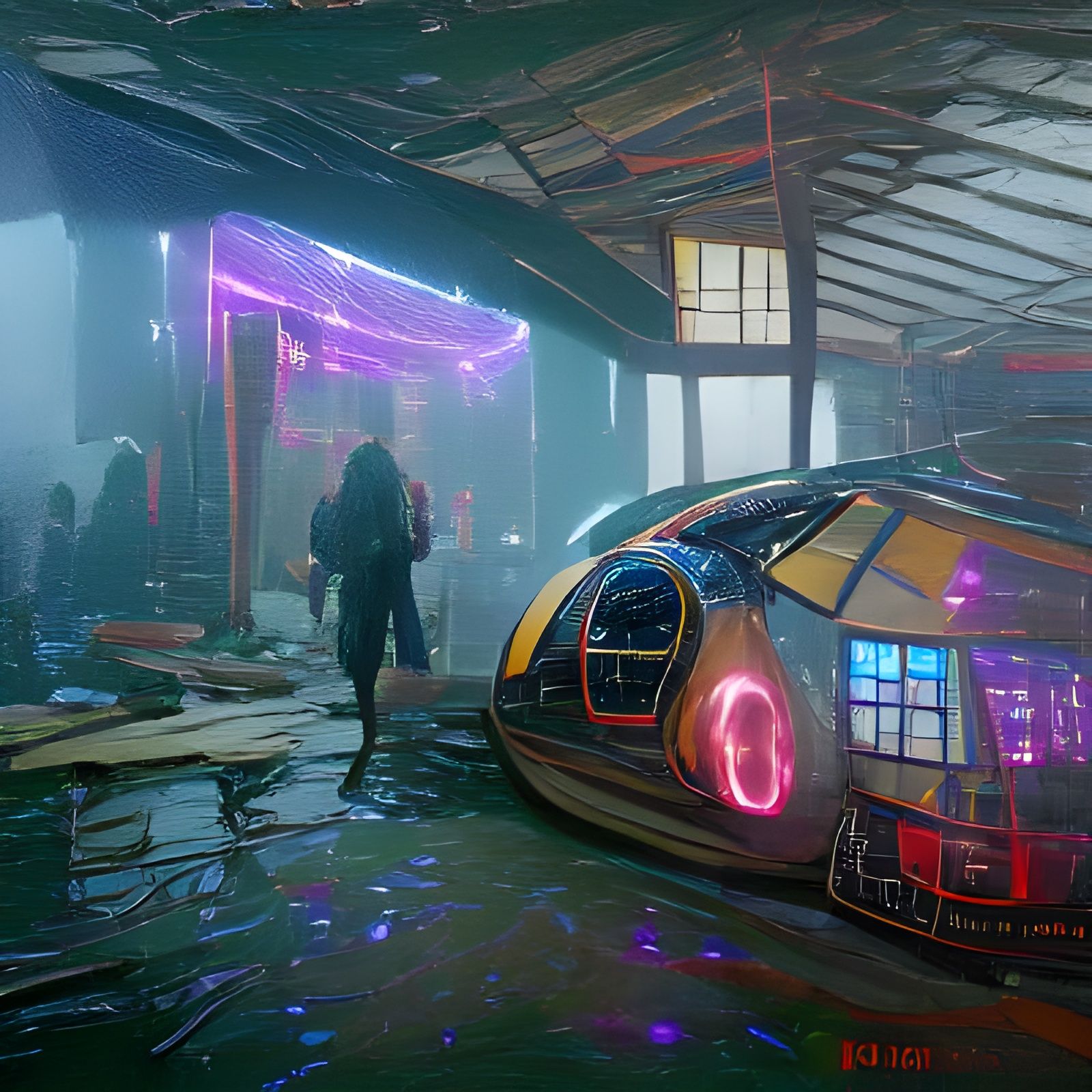 Cyberpunk Bubble House in Space