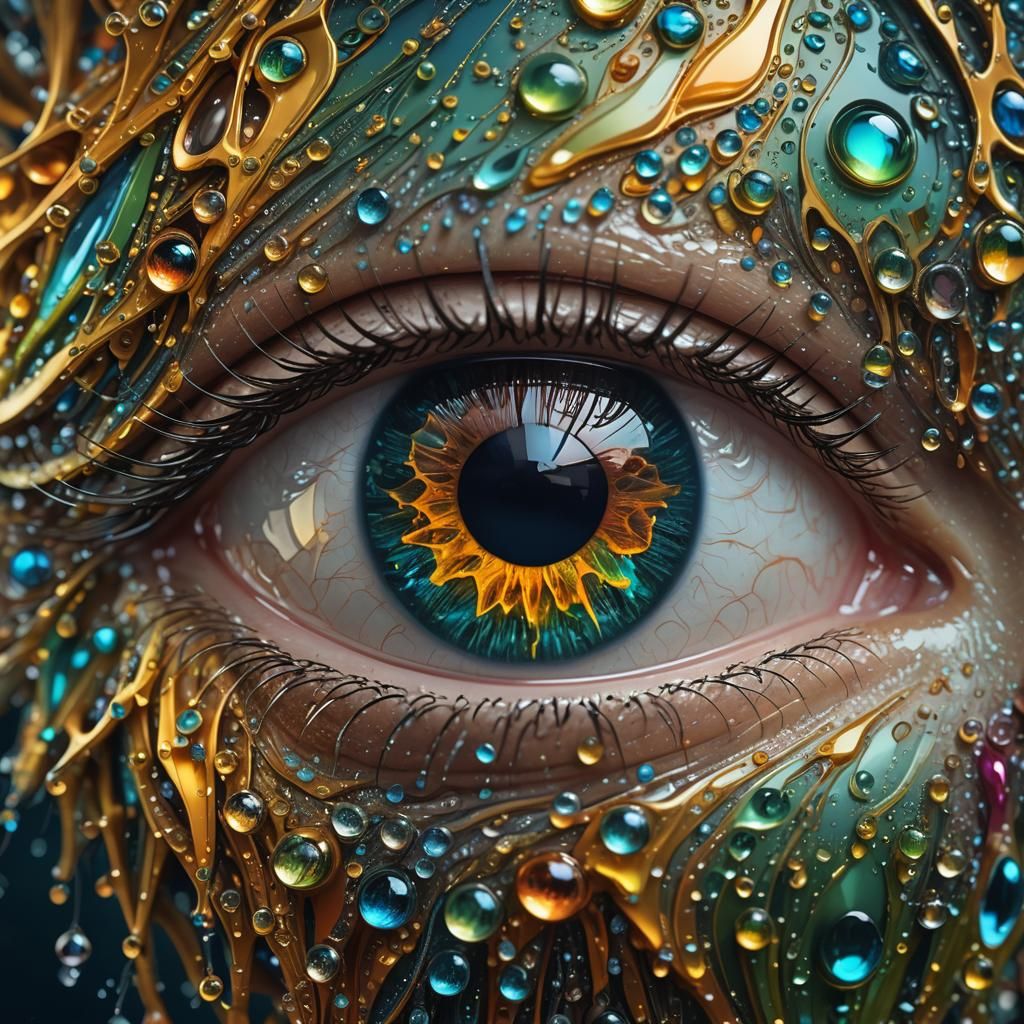 Dew drop on human eye