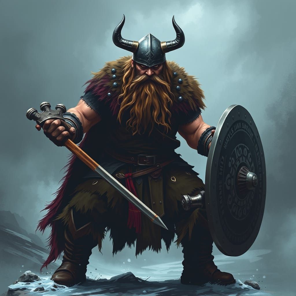 Viking Berserker Warlord Ready for Battle