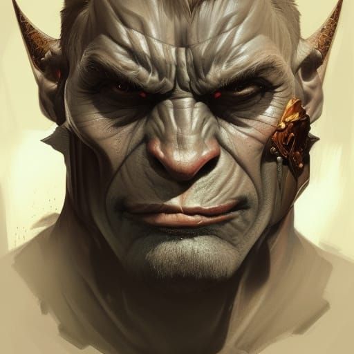 Detailed Orc Portrait in Art Nouveau Style