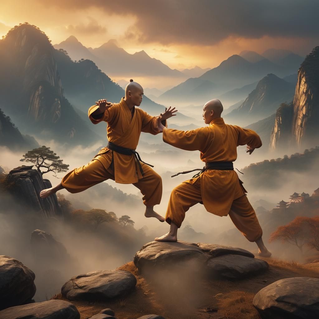Shaolin kung fu Epic cinematic brilliant stunning intricate ...