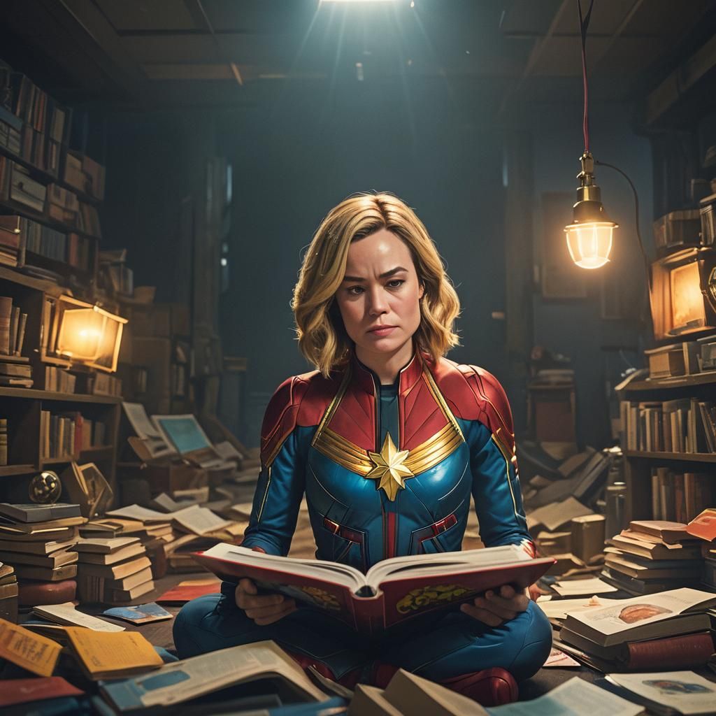 Captain Marvel Reading a Children's Book