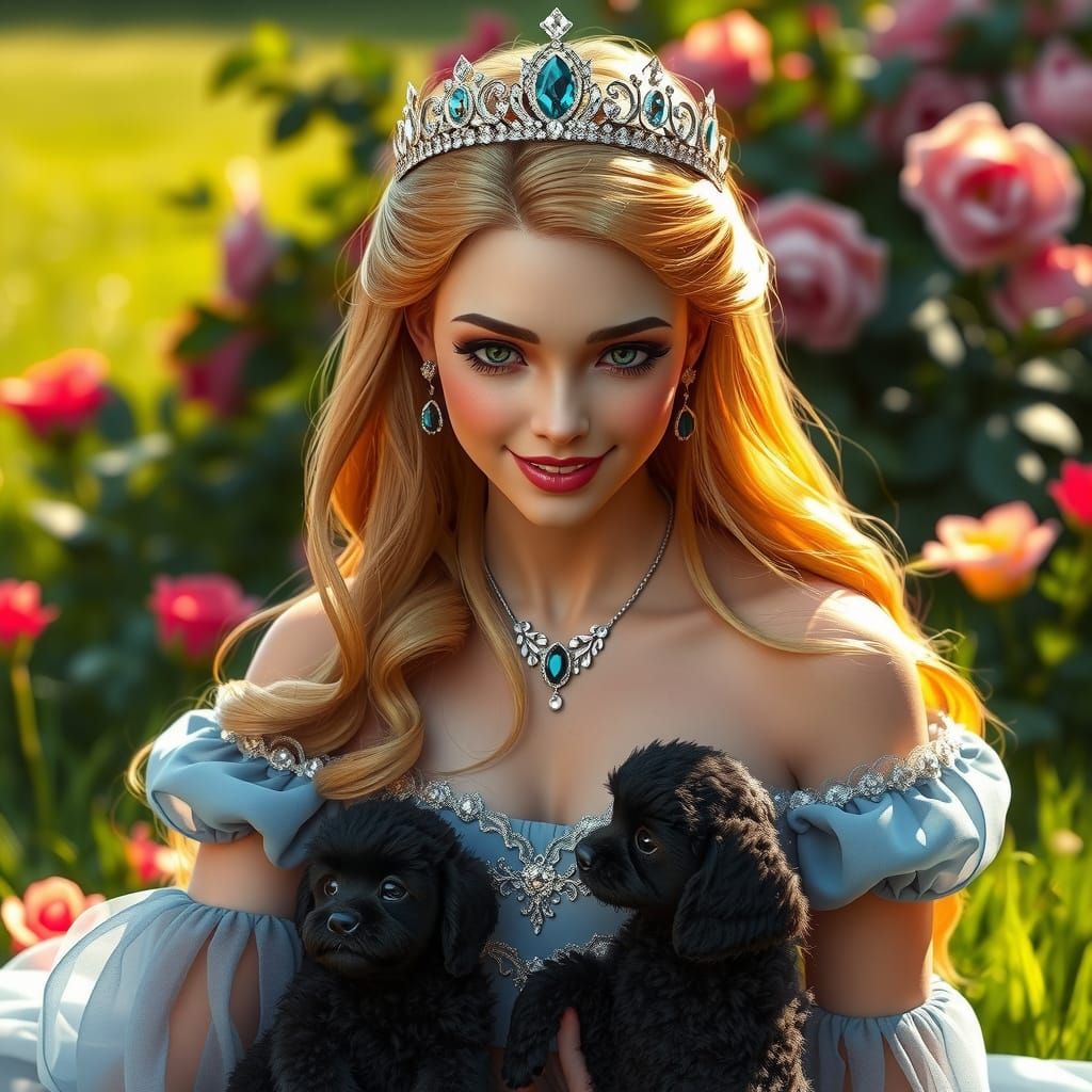Princess Aurora Portrait with Poodles