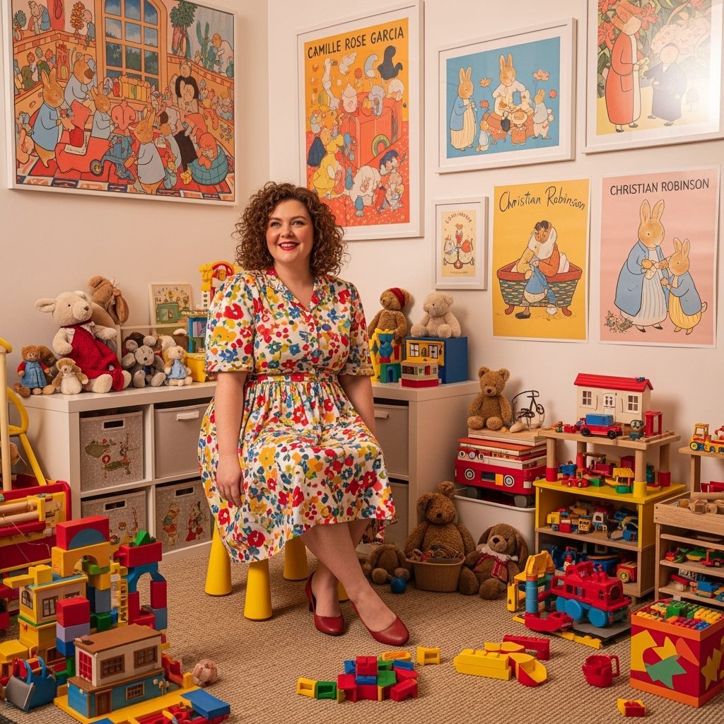 Woman in Playroom, Whimsical Art Style