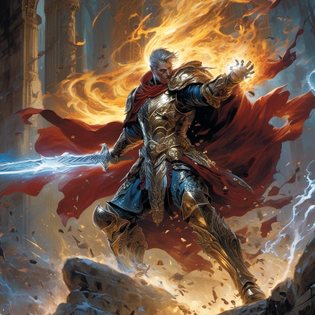 Paladin Battlemage Wizard Wielding Magic Sword