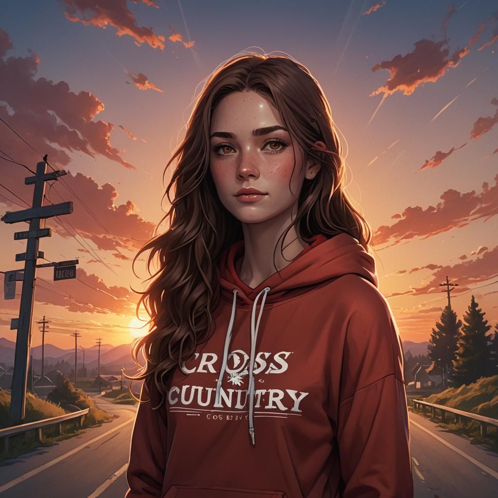 Proud Girl in Sunset, Fantasy Concept Art