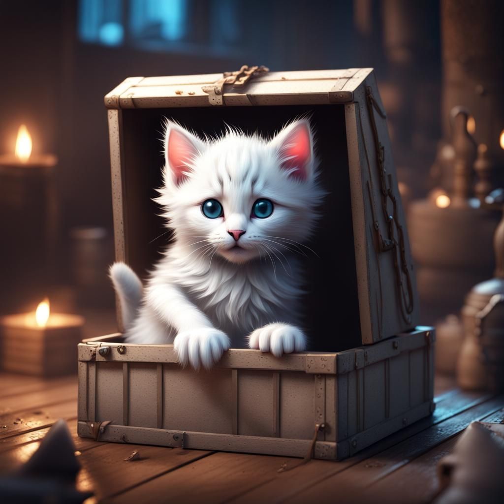 Cute Kitten Hiding: Fantasy Concept Art