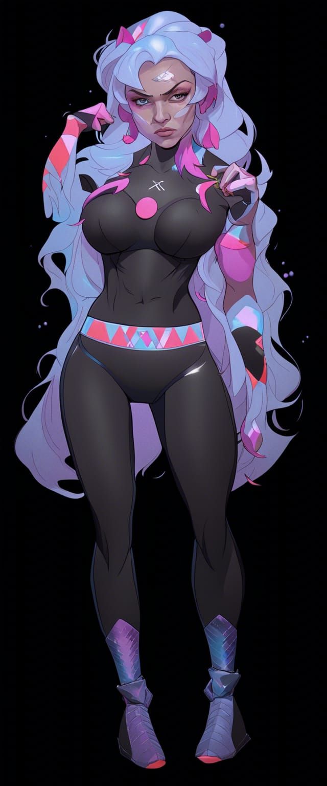 Female Pro Wrestler Portrait in Hyperdetailed Splash Art