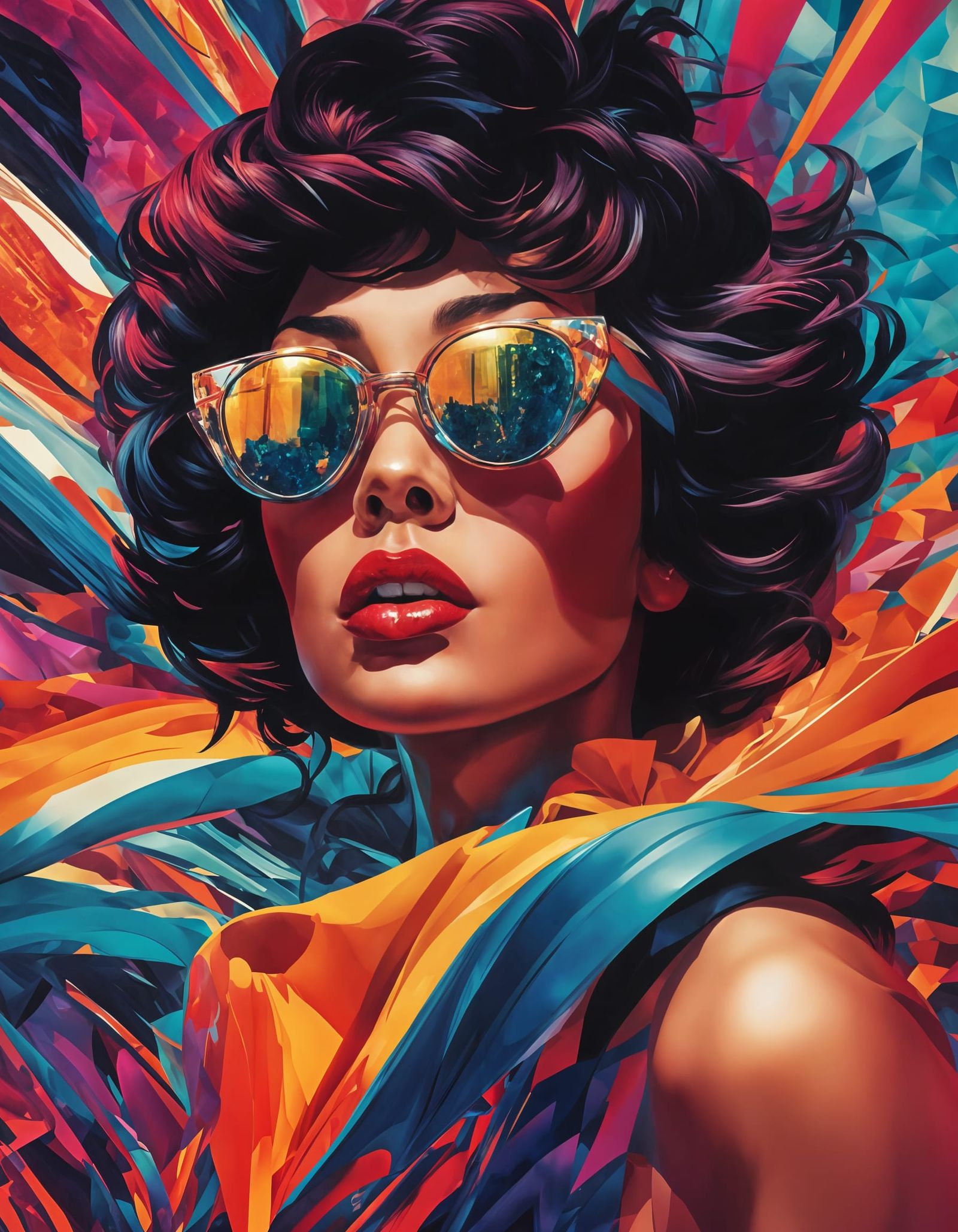 Glamorous Fashion Model in Turbulent Wave