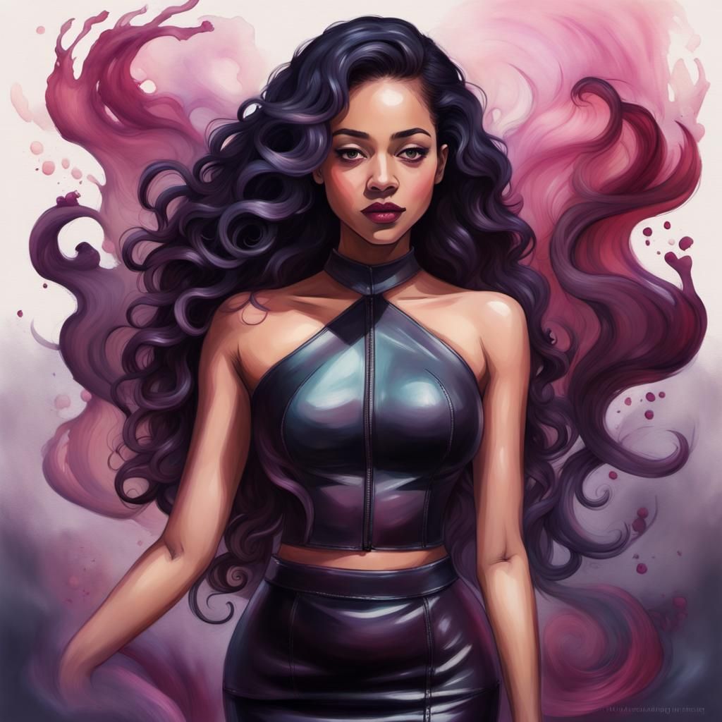 Mulberry Ombre Woman in Dark Fantasy Style