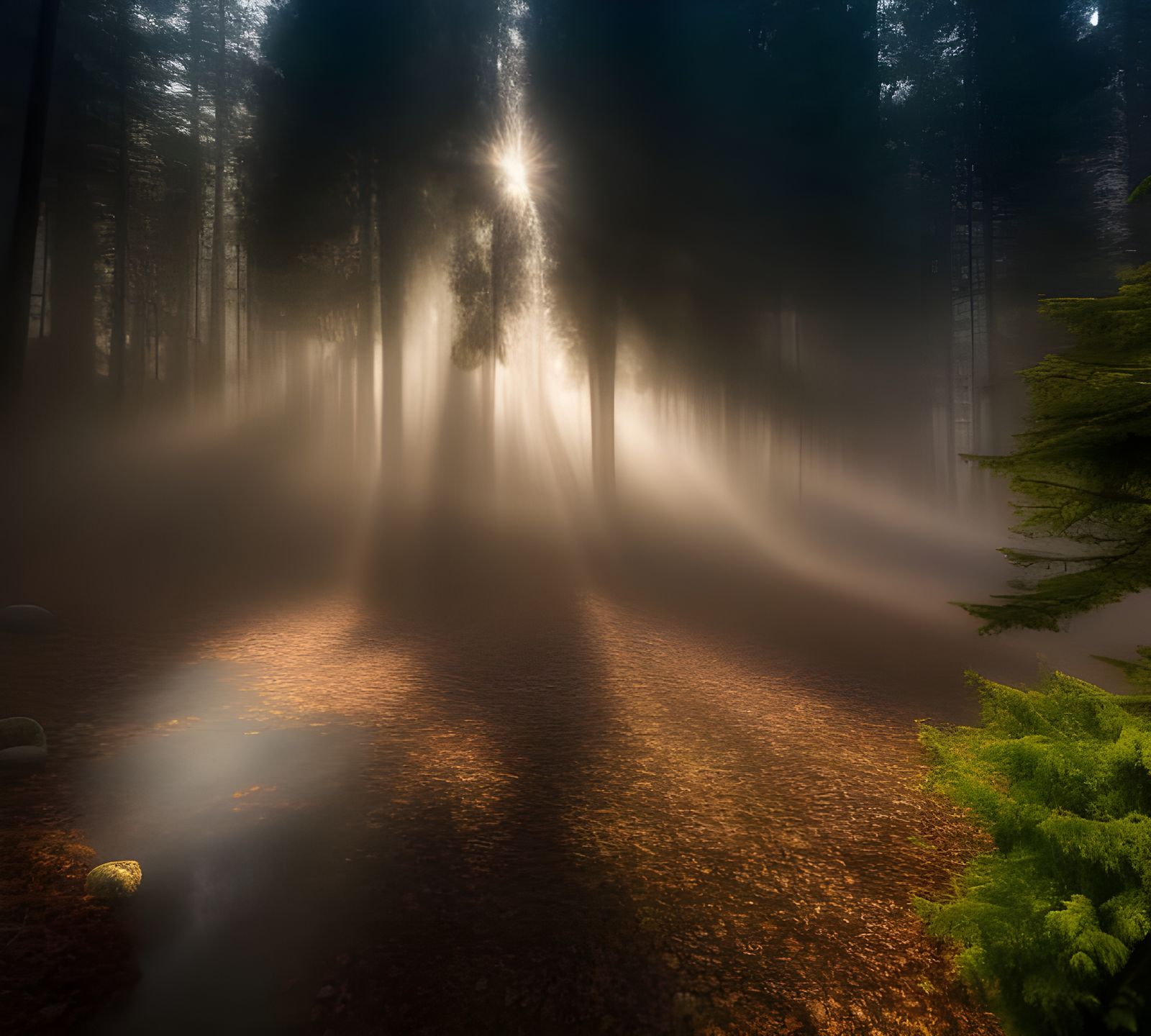 Ethereal Forest: A Surreal Night Landscape