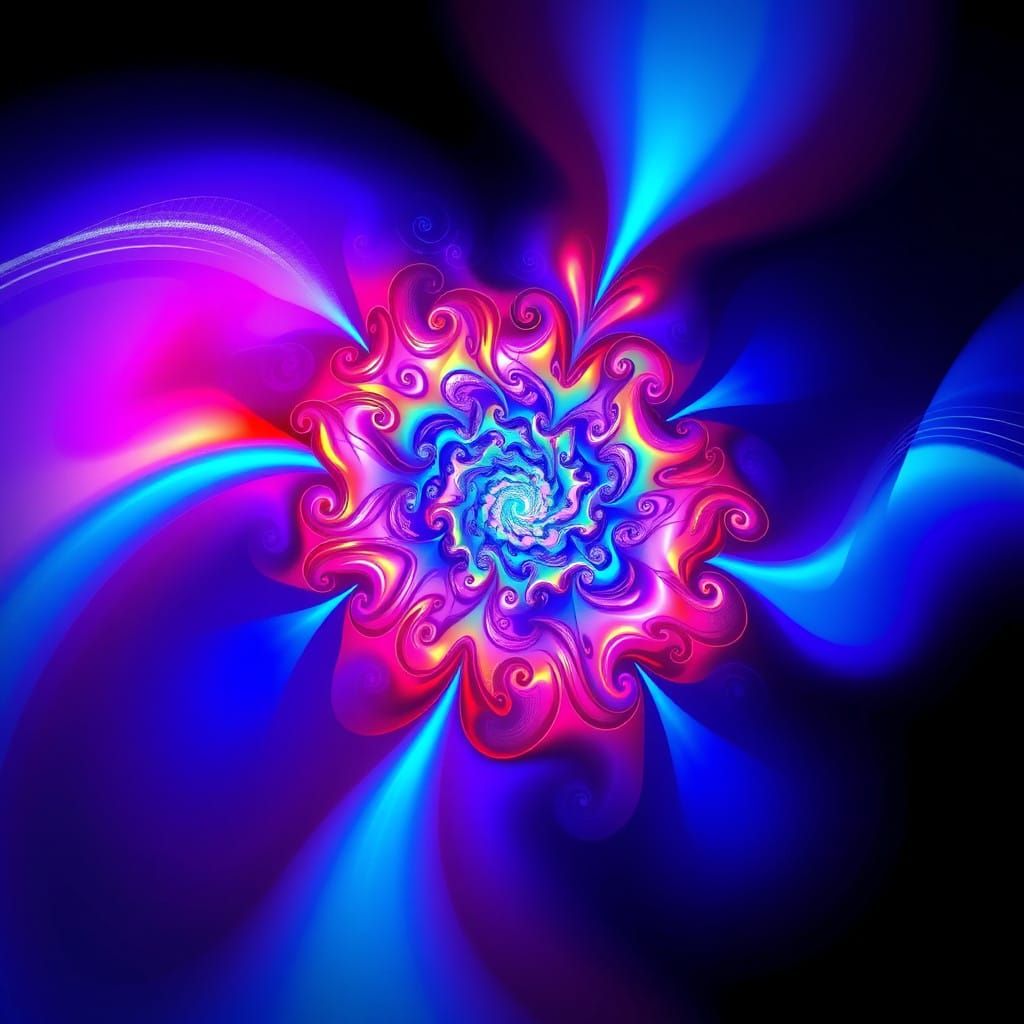 Dreamlike Fractal Bloom in Electric Blue