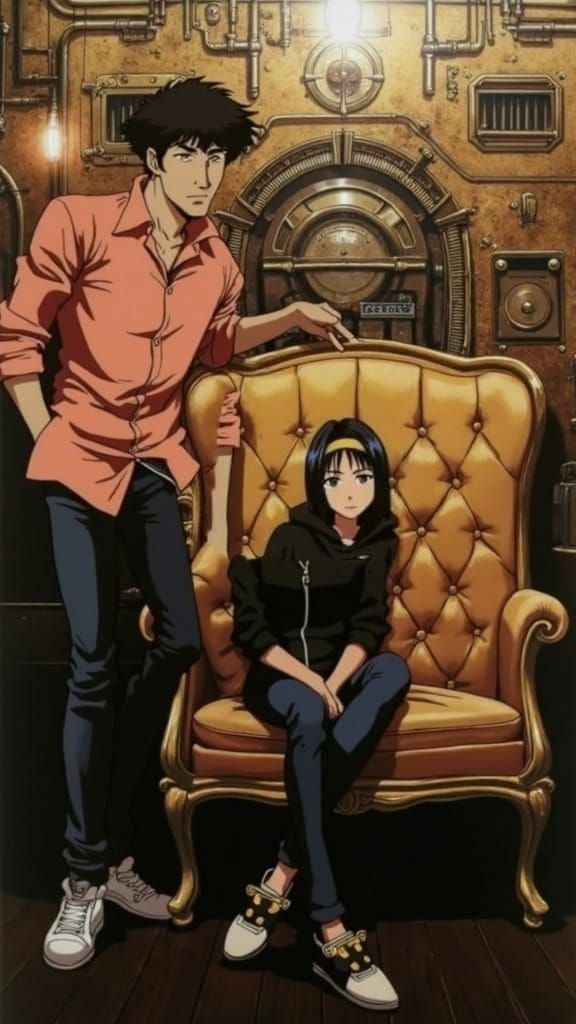 Confident Gentleman and Elegant Lady in Lavish Steampunk Bal...