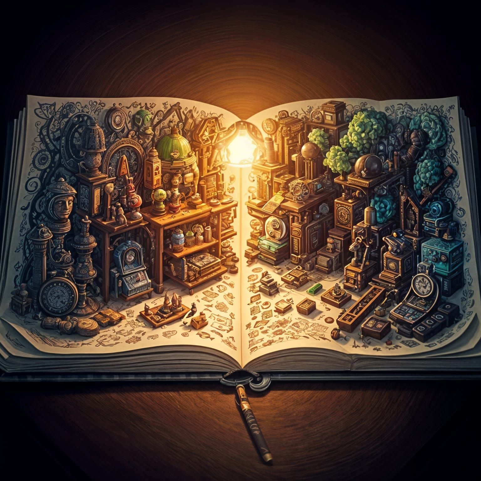 Chaotic Classroom Doodle Scene in 8-bit Style