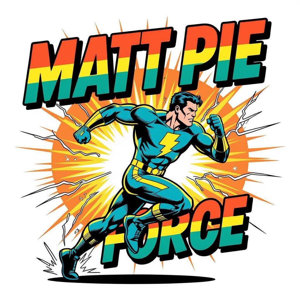 Hero Running Pose with Electricity in 80s Comic Style