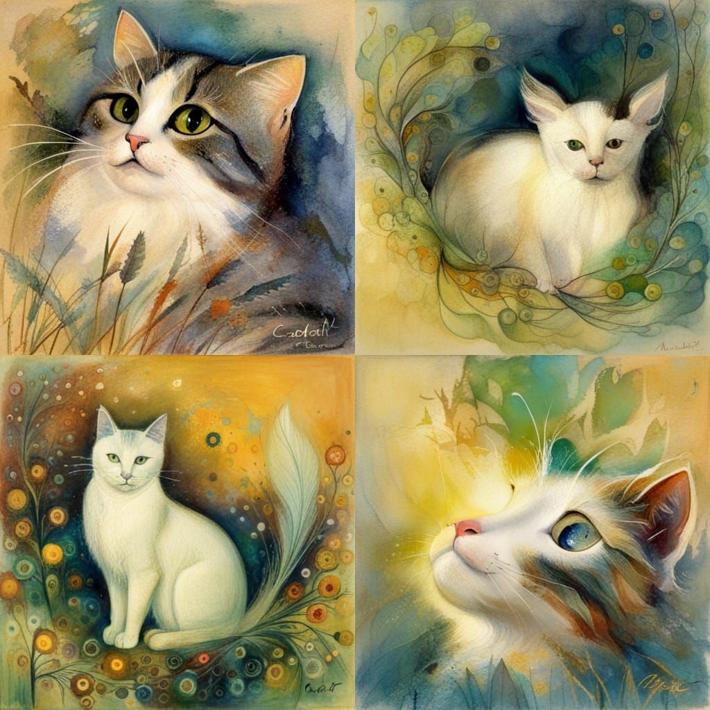 Colorful Cat Portrait in Expressive Style