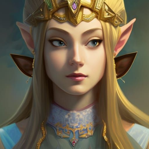 Princess Zelda Portrait in Art Nouveau Style