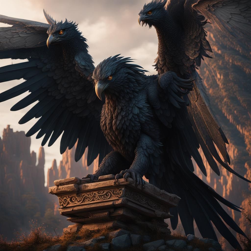 Fantastical Black Wings Concept Art in Deep Color