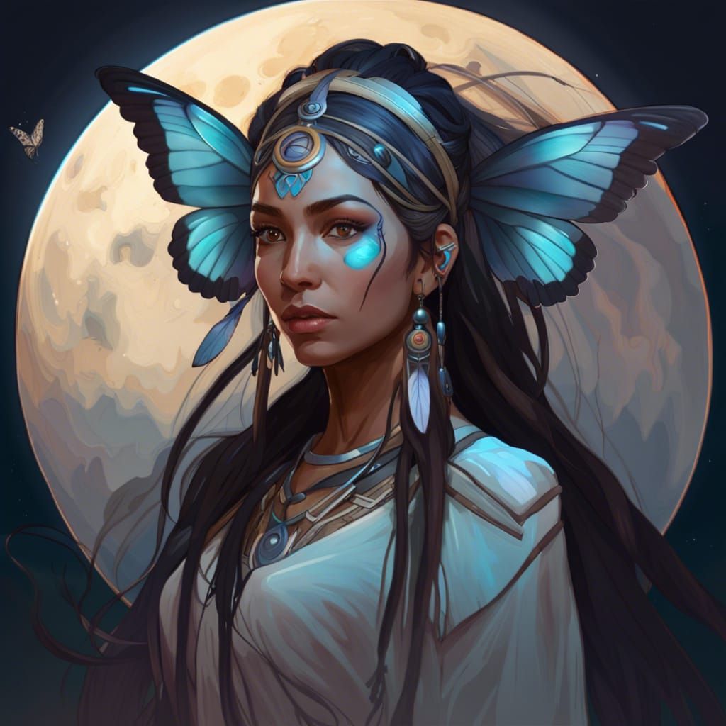 Butterfly Shaman Portrait in Hyperdetailed Style