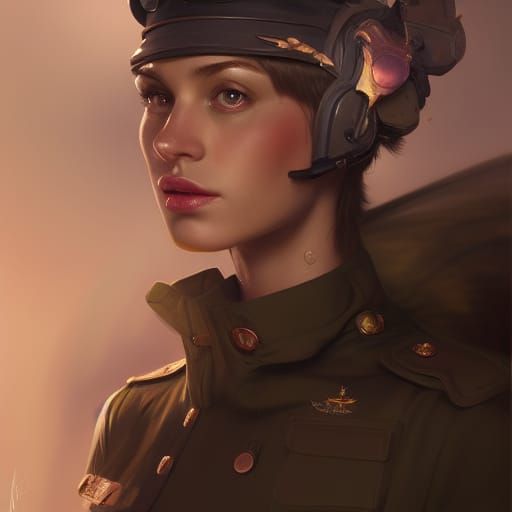 Fairy in Military Uniform: Hyperdetailed Portrait