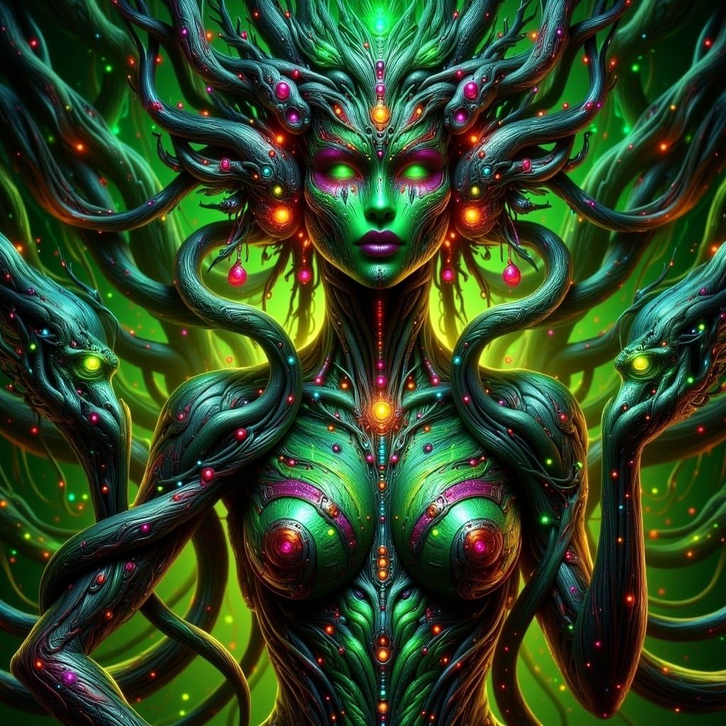 Serpentine Sovereign with Snakes in Art Nouveau Style