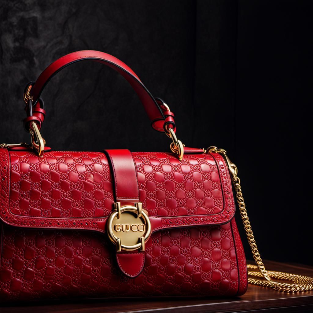 Red leather Gucci handbag style