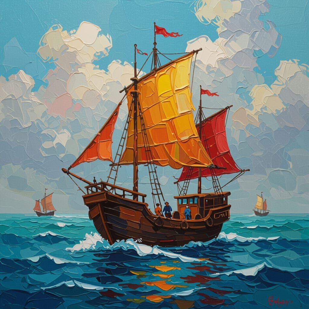 Returning from the Sea: Gouache and Watercolor Seascape