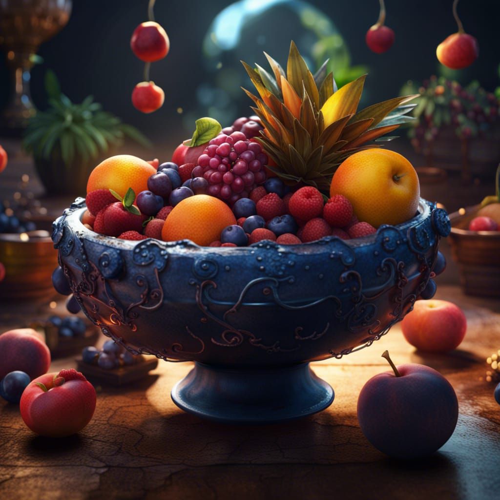 Fantastical Fruit Bowl in Detailed Matte Painting