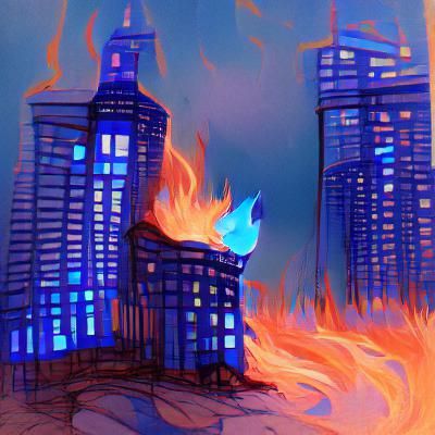 City Ablaze: A Metropolis Engulfed in Blue Fire