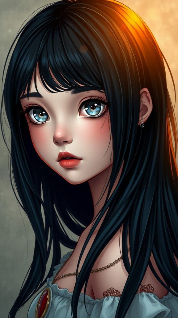 Intricate Portrait of a Mysterious Girl with Silver Eyes