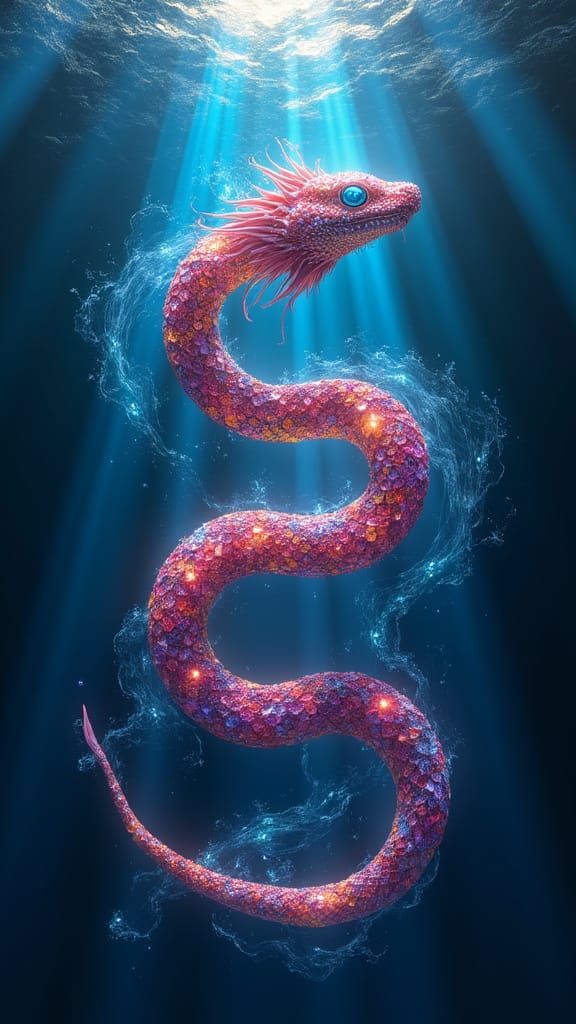 Fantasy Sea Serpents in a Double Helix Pattern, Architextual...