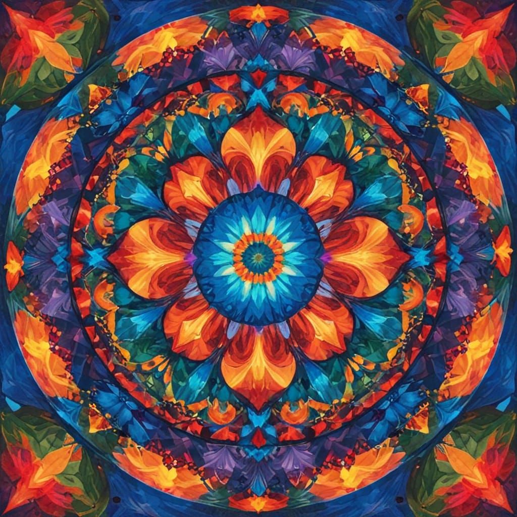 Mesmerizing Kaleidoscope Art: Symmetrical Color Design
